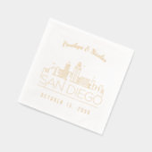 Gouden folie gepersonaliseerde San Diego bruiloft  Servetten (Links)