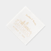 Gouden folie gepersonaliseerde San Diego bruiloft  Servetten (Rechts)