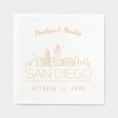 Gouden folie gepersonaliseerde San Diego bruiloft  Servetten (Voorkant)