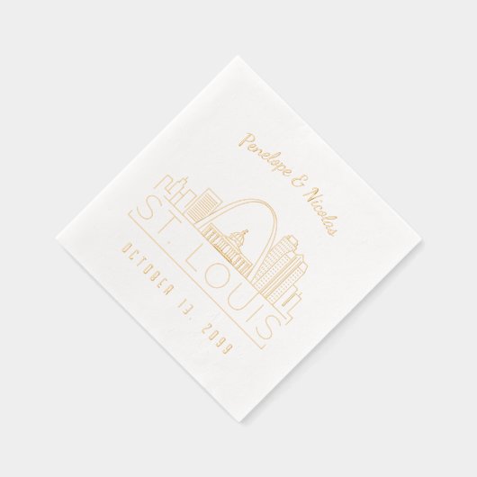 Gouden folie gepersonaliseerde St. Louis bruiloft  Folie Servetten (Rechts)