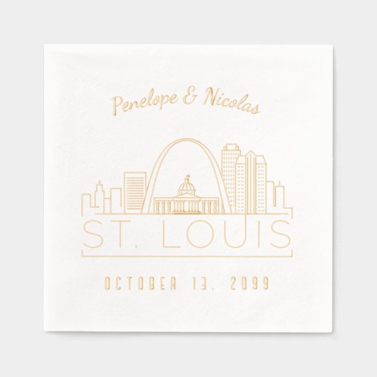 Gouden folie gepersonaliseerde St. Louis bruiloft Folie Servetten (Voorkant)