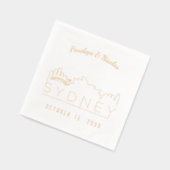 Gouden folie gepersonaliseerde Sydney bruiloft ser Folie Servetten (Links)