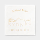 Gouden folie gepersonaliseerde Sydney bruiloft ser Folie Servetten (Voorkant)