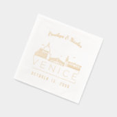 Gouden folie gepersonaliseerde Venetië bruiloft se Folie Servetten (Links)