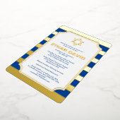 Gouden Folie Gestreepte Bar Mitswa Uitnodiging met (Gedraaid)