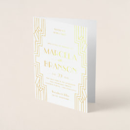 Gouden folie gevouwen Art Deco bruiloft uitnodigin Folie Kaarten
