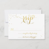 Gouden folie Glamour bruiloft uitnodiging RSVP-kaa (Voorkant)