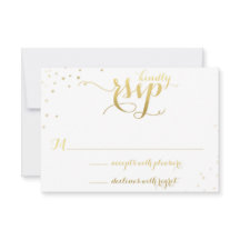 Gouden folie Glamour bruiloft uitnodiging RSVP-kaa