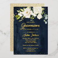 Gouden folie glans bloem goud marine Quinceanera