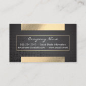 Gouden folie glans | Driehoekpatroon Zwart Metalli Visitekaartje (Achterkant)