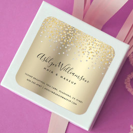 Gouden folie glitter kapsalon make-up artiest mode vierkante sticker