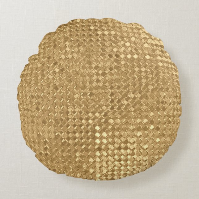 Gouden folie, glitter naadloze textuur. rond kussen (Voorkant)
