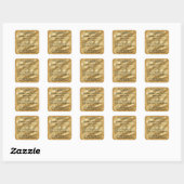 Gouden folie & Glitter Parfum Roller Flessenlabel Vierkante Sticker (Vel)