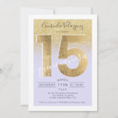 Gouden folie glitter script paarse Quinceanera fot Kaart (Voorkant)