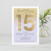 Gouden folie glitter script paarse Quinceanera fot Kaart (Staand voorkant)