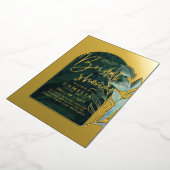 Gouden Folie Groene Bladeren Bruidsfeest QR Code Uitnodiging (Gedraaid)