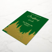 Gouden Folie Groene Dennenboom Kerstfeest Uitnodiging (Gedraaid)