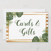 Gouden folie & Groene Palm Leaf Strand Trouwbord Kaart (Voorkant)