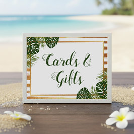 Gouden folie & Groene Palm Leaf Strand Trouwbord Kaart