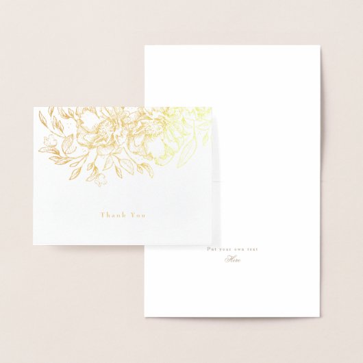 Gouden folie Hand getrokken Floral Dank u kaart (Display)