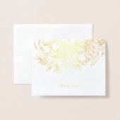 Gouden folie Hand getrokken Floral Dank u kaart (Voorkant met envelop)