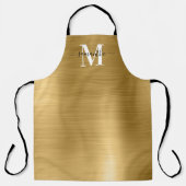Gouden Folie Handtekening Moderne Monogram Schort (Voorkant)