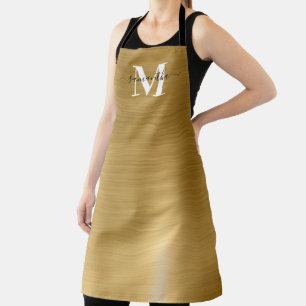 Gouden Folie Handtekening Moderne Monogram Schort