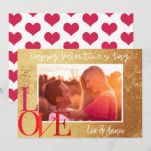Gouden folie Happy Valentijnsdag fotokaart