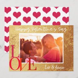 Gouden folie Happy Valentijnsdag fotokaart Feestdagenkaart