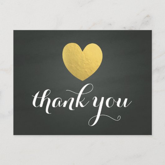 Gouden Folie Hart Dank u Post Kaart (Voorkant)