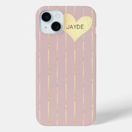 Gouden Folie Hart en Blush Mobiele Telefoon Case