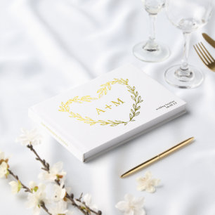 Gouden Folie Hart Krans 2 Initiaal Monogram Bruilo Gastenboek
