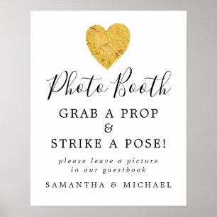 Gouden Folie Hart Trouwfoto Booth Bord Poster