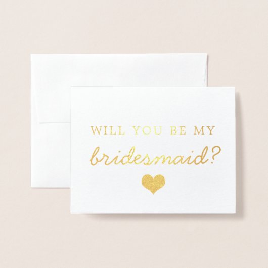 Gouden Folie Hart Wil Je Mijn Bruidsmeisje Zijn Ka Folie Kaarten (Voorkant met envelop)