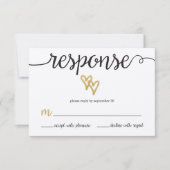 Gouden Folie Harten Kraft Papier Bruiloft RSVP Kaa (Voorkant)