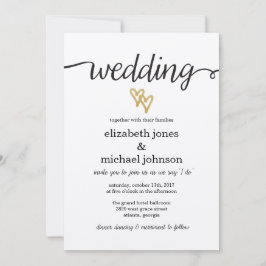 Gouden folie harten Kraft papier bruiloft uitnodig Kaart