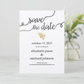Gouden Folie Harten Kraft Papier Save the Date (Staand voorkant)