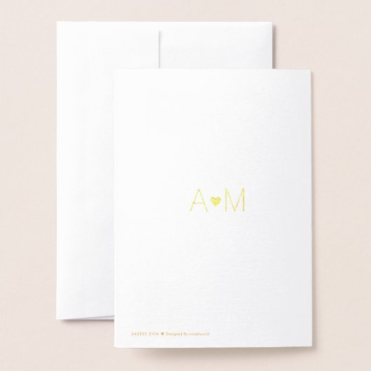 Gouden folie Harten monogrammed liefde bruiloft Folie Kaarten (Met envelop)