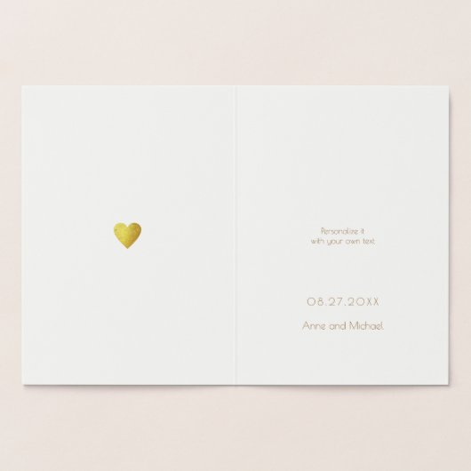 Gouden folie Harten monogrammed liefde bruiloft Folie Kaarten (Binnen)