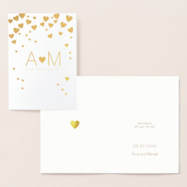 Gouden folie Harten monogrammed liefde bruiloft Kaarten