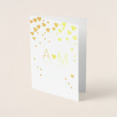Gouden folie Harten monogrammed liefde bruiloft Kaarten (Voorkant)