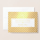 Gouden Folie Hartjes Baby Foto Introductie Folie Kaarten (Voorkant met envelop)