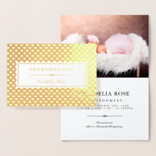 Gouden Folie Hartjes Baby Foto Introductie Kaarten