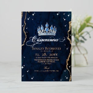 Gouden Folie Hemelse Sterren Prinses Quinceanera Uitnodiging