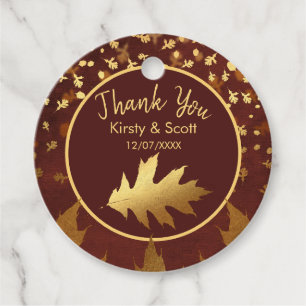 Gouden Folie Herfstbladeren Bruiloft Bedankjes Labels