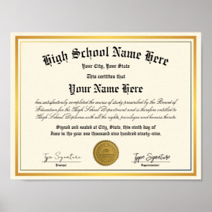 Gouden folie High School Diploma, thuisschool Poster