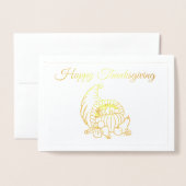 Gouden Folie Hoorn Des Overvloeds Thanksgiving Fee Kaarten (Voorkant met envelop)