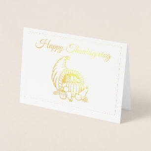 Gouden Folie Hoorn Des Overvloeds Thanksgiving Vak Kaarten