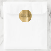Gouden Folie Huwelijk Opslag van de Datum Ronde Sticker (Tas)