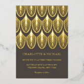  gouden Folie in bruine kunst Deco Folie Uitnodiging (Voorkant)